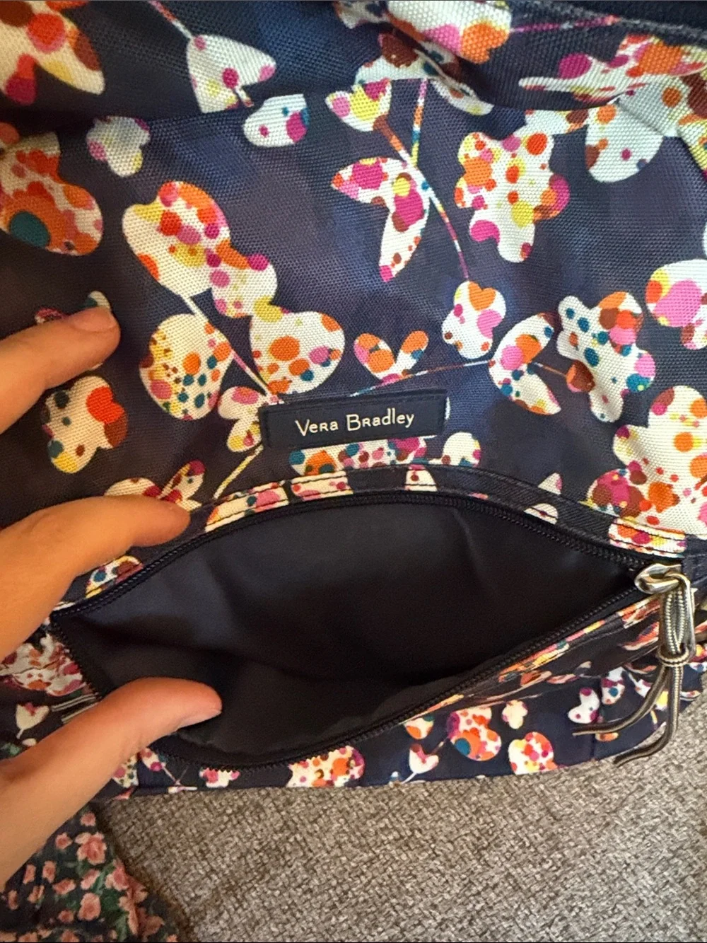 Vera Bradley Navy Recycled Floral Backpack with Multicolor Accents